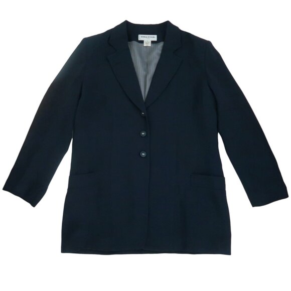 SONIA RYKIEL navy wool blend jacket F 46 US 14 - Picture 3 of 7